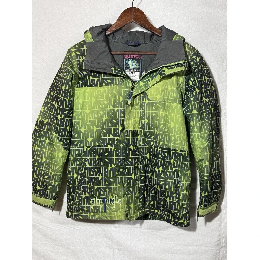 Burton Jacket Youth Large 10-12 Gray Green  Hooded Snowboard All Access Winter